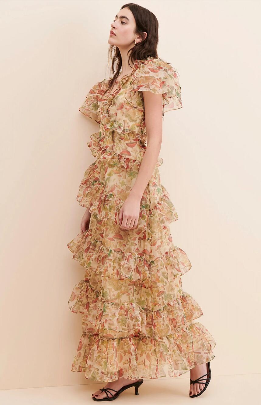 Selkie 2X The Elfin mushroom Ruffle Maxi Dress